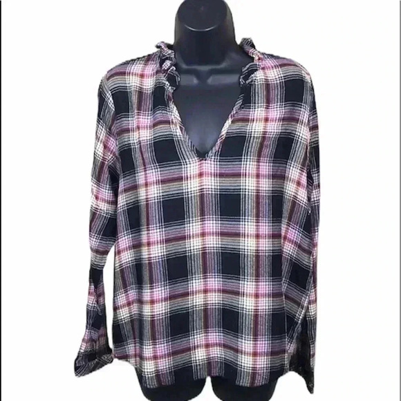 Cloth & Stone Plaid Pull On Blouse Size M—A5 - Picture 1 of 5